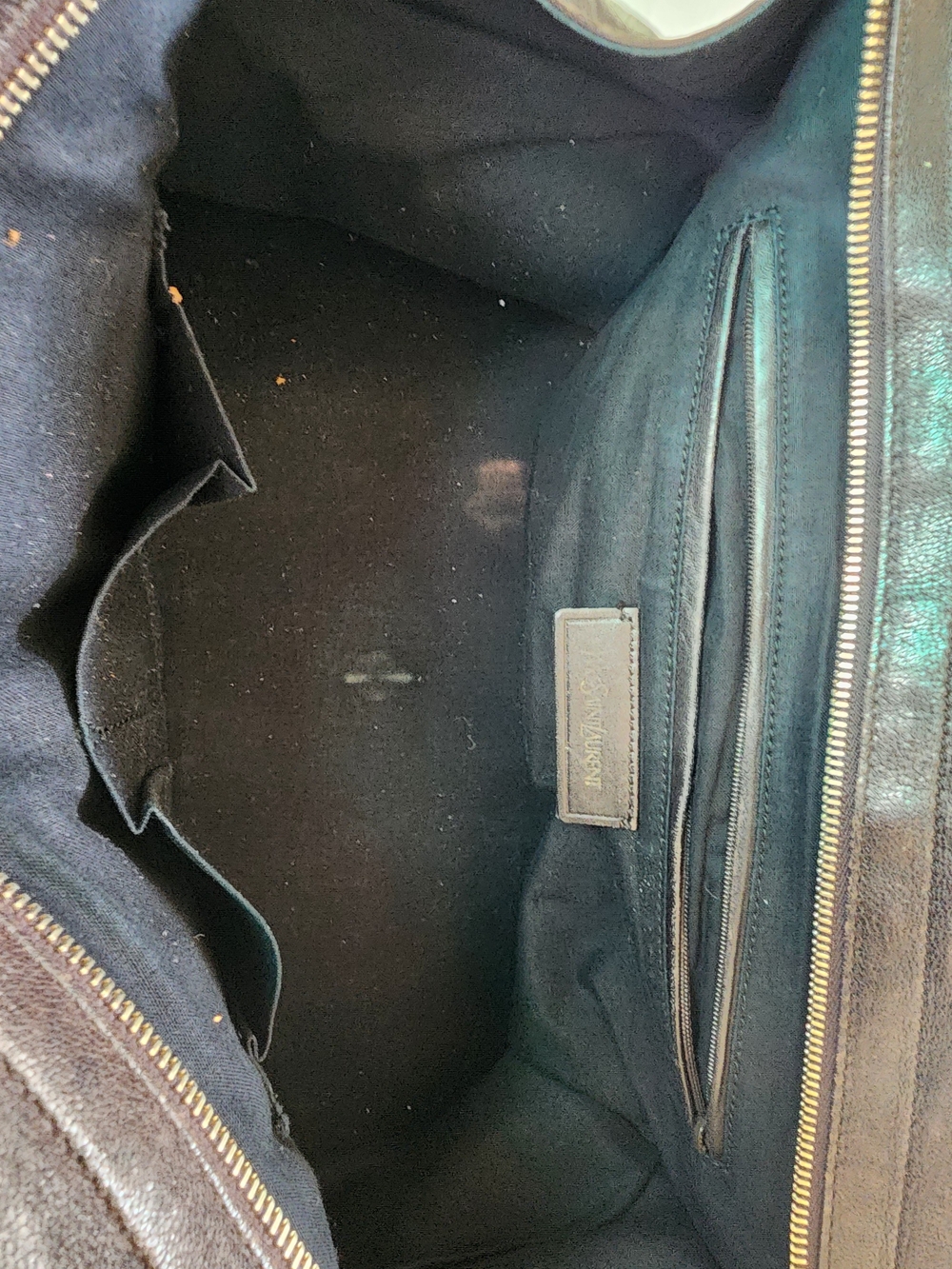 Yves Saint Laurent Black Leather Tote with Gold Y Accent - Picture 5 of 8